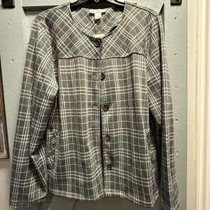Christopher & Banks Gray Plaid Button-Down Shirt